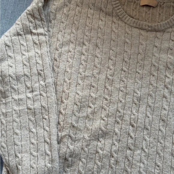 Nuuds Cable Crewneck Sweater Heather Oat XL - Picture 10 of 12